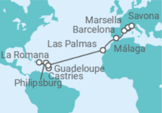 Itinerario del Crucero desde Marsella (Francia) a Guadalupe (Pointe-à-Pitre) - Costa Cruceros