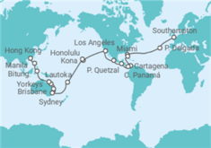 Itinerario del Crucero Vuelta al mundo - Cunard