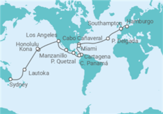 Itinerario del Crucero Vuelta al mundo - Cunard