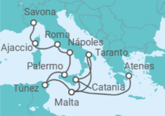Itinerario del Crucero desde Atenas (Grecia) a Savona (Italia) - Costa Cruceros