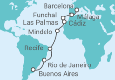 Itinerario del Crucero Brasil, Cabo Verde, España, Portugal - Costa Cruceros