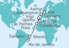 Itinerario del Crucero desde Río de Janeiro (Brasil) a Kiel (Alemania) - Costa Cruceros