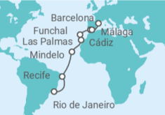 Itinerario del Crucero Brasil, Cabo Verde, España, Portugal - Costa Cruceros