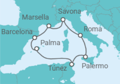 Itinerario del Crucero España, Túnez, Italia - Costa Cruceros