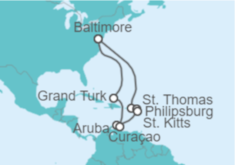 Itinerario del Crucero Islas Vírgenes - Eeuu, Saint Maarten, San Cristóbal Y Nieves, Aruba, Curaçao, Bahamas - Carnival