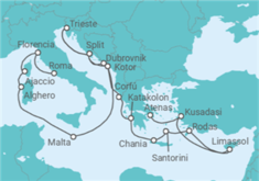 Itinerario del Crucero desde Civitavecchia (Roma) a Atenas (Grecia) - Princess Cruises