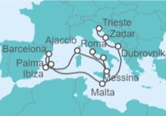 Itinerario del Crucero desde Trieste (Italia) a Civitavecchia (Roma) - Cunard