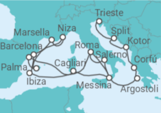 Itinerario del Crucero desde Civitavecchia (Roma) a Trieste (Italia) - Cunard