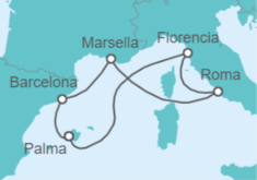Itinerario del Crucero Francia, España, Italia - Royal Caribbean
