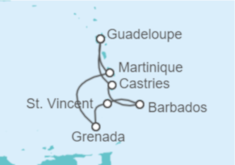 Itinerario del Crucero Guadalupe, Santa Lucía, Barbados, San Vicente e Islas Granadinas - MSC Cruceros