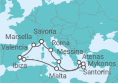 Itinerario del Crucero Francia, Italia, Grecia, Malta, España - Costa Cruceros
