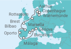 Itinerario del Crucero desde Copenhague (Dinamarca) a Barcelona (España) - MSC Cruceros