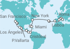 Itinerario del Crucero desde Civitavecchia (Roma) a San Francisco (California)  - Costa Cruceros