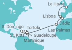 Itinerario del Crucero desde Le Havre (París) a Guadalupe (Pointe-à-Pitre) - Costa Cruceros