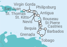 Itinerario del Crucero Islas Vírgenes - Reino Unido, Antigua Y Barbuda, Martinica, San Vicente e Islas Granadinas, Barba... - Azamara Club Cruises