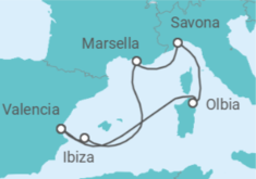 Itinerario del Crucero España, Francia, Italia - Costa Cruceros