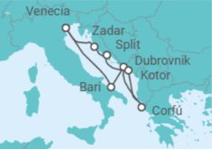 Itinerario del Crucero Croacia, Grecia, Montenegro, Italia - Costa Cruceros