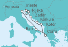 Itinerario del Crucero Italia, Grecia, Montenegro - Costa Cruceros