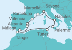 Itinerario del Crucero Italia, Túnez, Marruecos, España, Francia - Costa Cruceros