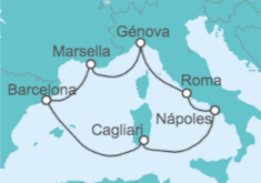 Itinerario del Crucero Francia, España, Italia - Costa Cruceros