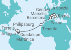 Itinerario del Crucero desde Fort de France (Martinica)  a Palma de Mallorca (España) - MSC Cruceros