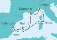 Itinerario del Crucero España, Francia, Italia - Costa Cruceros