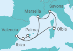 Itinerario del Crucero Italia, España, Francia - Costa Cruceros