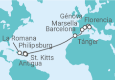 Itinerario del Crucero Italia, Francia, España, Marruecos, Antigua Y Barbuda, Saint Maarten, San Cristóbal Y Nieves - MSC Cruceros