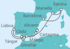 Itinerario del Crucero España, Marruecos, Gibraltar, Portugal, Francia, Italia - Costa Cruceros