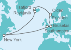 Itinerario del Crucero Bélgica, Noruega, Islandia, Estados Unidos (EE.UU.) - Cunard