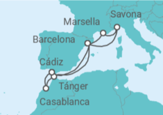 Itinerario del Crucero España, Francia, Italia, Marruecos - Costa Cruceros
