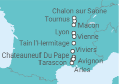 Itinerario del Crucero desde Lyon (Francia) a Aviñon (Francia) - Riverside