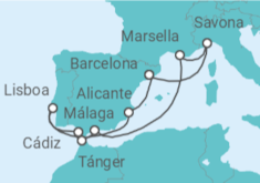 Itinerario del Crucero Portugal, España, Marruecos, Francia, Italia - Costa Cruceros