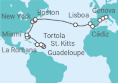 Itinerario del Crucero desde Guadalupe (Pointe-à-Pitre) a Génova (Italia) - Costa Cruceros