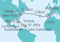 Itinerario del Crucero desde Guadalupe (Pointe-à-Pitre) a Marsella (Francia) - Costa Cruceros