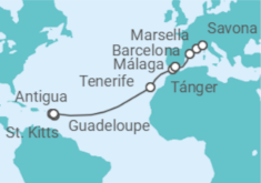 Itinerario del Crucero desde Guadalupe (Pointe-à-Pitre) a Savona (Italia) - Costa Cruceros