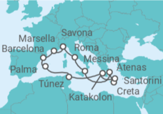 Itinerario del Crucero Italia, Grecia, Túnez, España, Francia - Costa Cruceros