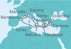 Itinerario del Crucero Francia, Italia, Turquía, Grecia, Túnez - Costa Cruceros