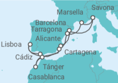 Itinerario del Crucero España, Portugal, Marruecos, Francia - Costa Cruceros
