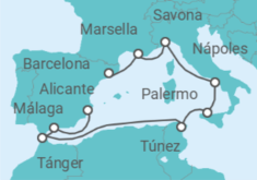 Itinerario del Crucero desde Barcelona (España) a Alicante (España) - Costa Cruceros