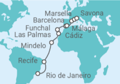 Itinerario del Crucero desde Río de Janeiro (Brasil) a Savona (Italia) - Costa Cruceros