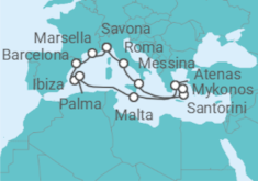 Itinerario del Crucero Francia, España, Malta, Grecia, Italia - Costa Cruceros