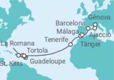 Itinerario del Crucero desde Guadalupe (Pointe-à-Pitre) a Génova (Italia) - Costa Cruceros