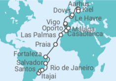 Itinerario del Crucero desde Itajai (Brasil) a Kiel (Alemania) - Costa Cruceros