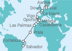 Itinerario del Crucero desde Salvador Bahía (Brasil) a Kiel (Alemania) - Costa Cruceros