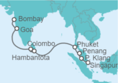 Itinerario del Crucero India, Sri Lanka, Tailandia, Malasia, Singapur - Celebrity Cruises