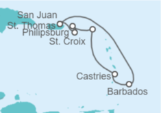 Itinerario del Crucero Islas Vírgenes - Eeuu, Saint Maarten, Santa Lucía, Barbados - Royal Caribbean