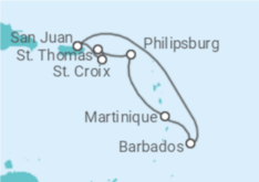 Itinerario del Crucero Islas Vírgenes - Eeuu, Saint Maarten, Martinica, Barbados - Royal Caribbean