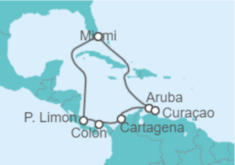 Itinerario del Crucero Costa Rica, Panamá, Colombia, Aruba, Curaçao - Royal Caribbean