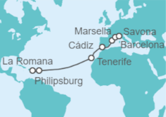Itinerario del Crucero Saint Maarten, España, Francia - Costa Cruceros